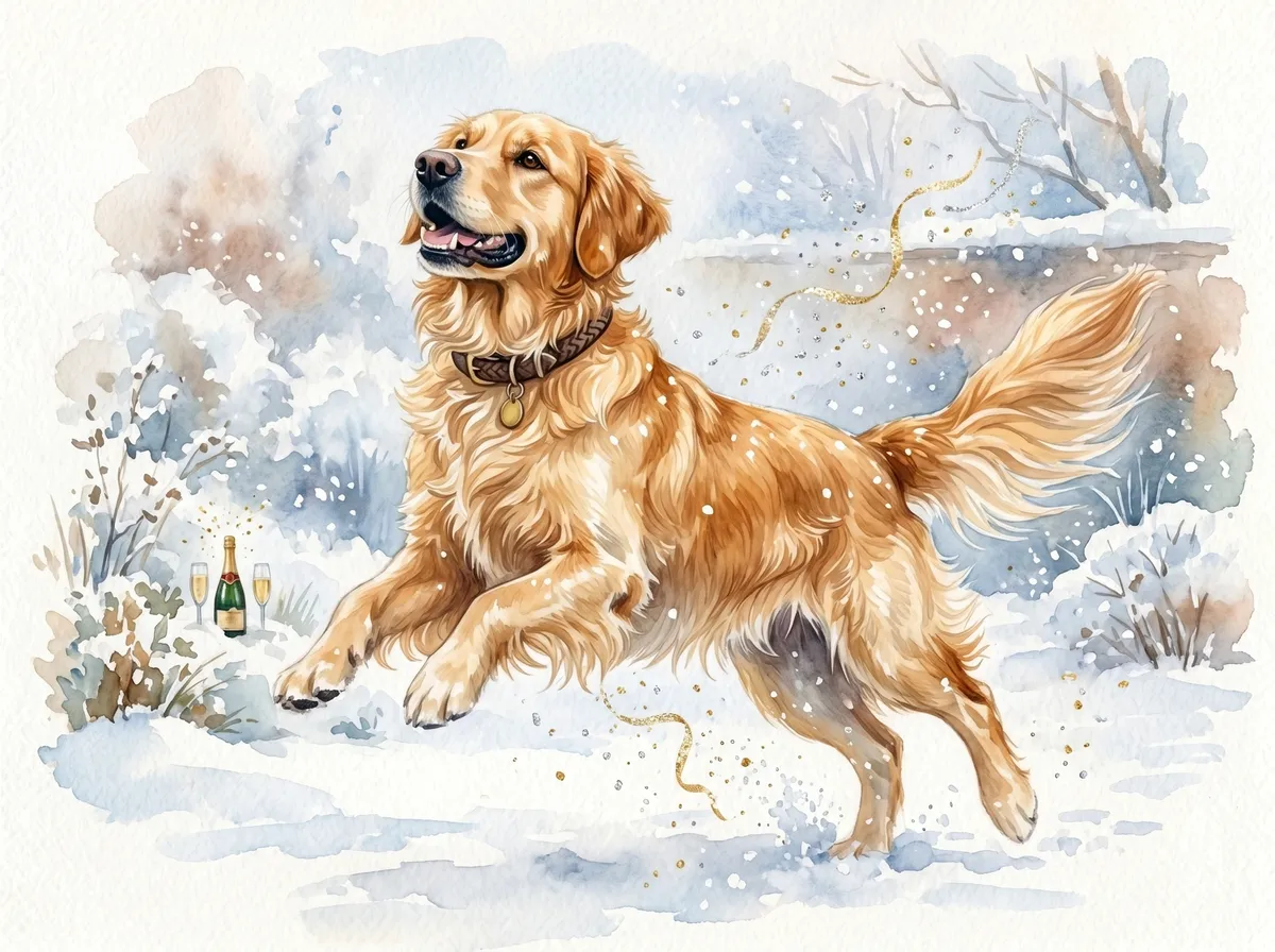 Golden Retriever watercolor calendar month 1